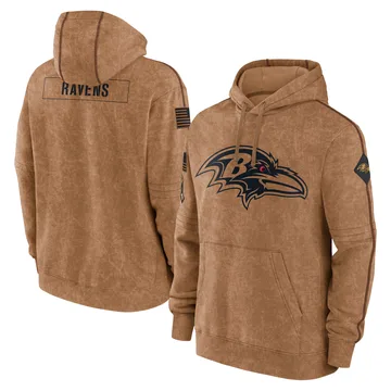 Men's Baltimore Ravens Brown 2023 Salute to Service Club Pullover Hoodie By Nike