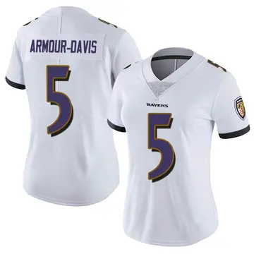 Women's Baltimore Ravens Jalyn Armour-Davis White Limited Vapor Untouchable Jersey By Nike