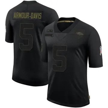 Youth Baltimore Ravens Jalyn Armour-Davis Black Limited 2020 Salute To Service Jersey By Nike