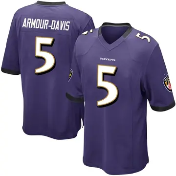 Youth Baltimore Ravens Jalyn Armour-Davis Purple Game Team Color Jersey By Nike