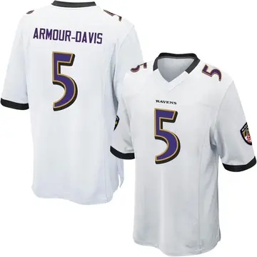 Youth Baltimore Ravens Jalyn Armour-Davis White Game Jersey By Nike